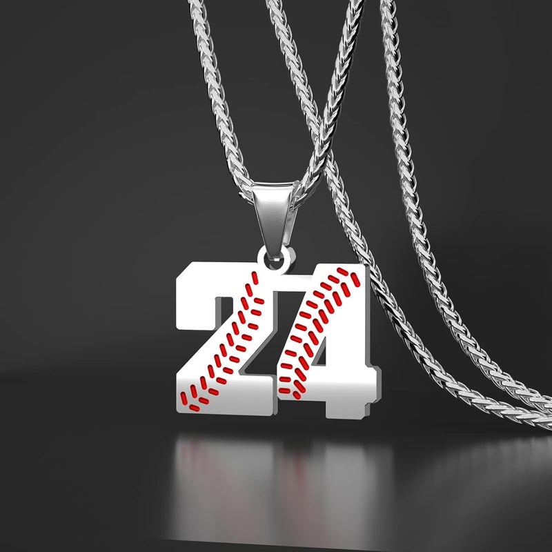 Wikavanli Personalized Baseball Jersey Number 00-99 Necklace - Stainless Steel Baseball Chain Pendant Necklace - Team Jewelry Gift for Boys, Girls, Men, Women - Image 2